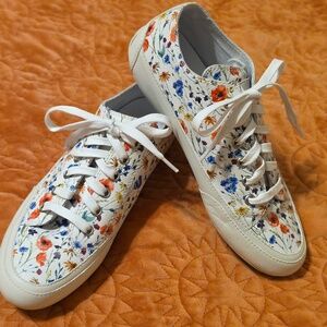 Candice Cooper Floral Sneakers Leather "Rock Chic" Lace Up Casual Shoes White 36